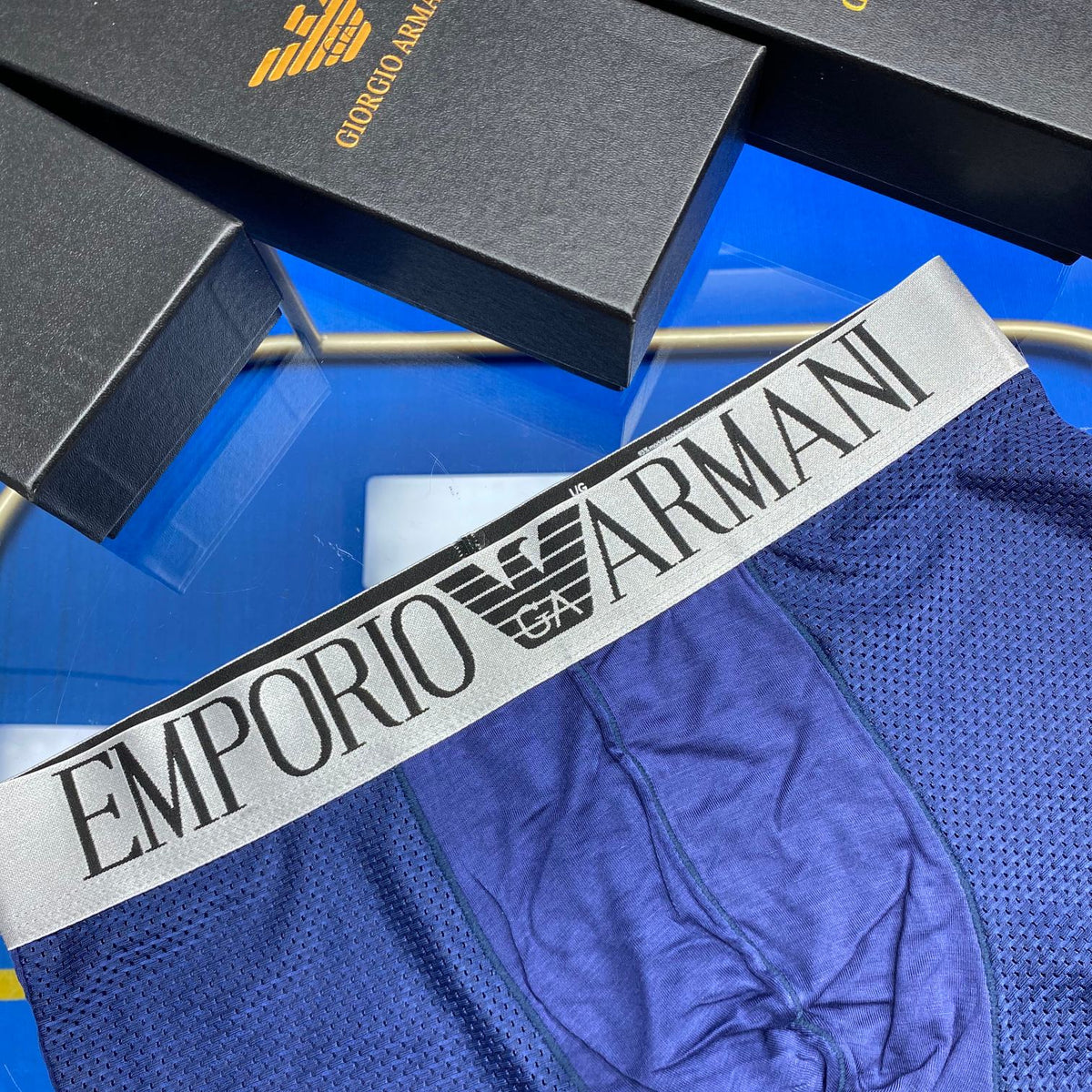 Armani Modal Oversized Contrast Waistbands Men's Boxer Briefs - 3-Piece Box