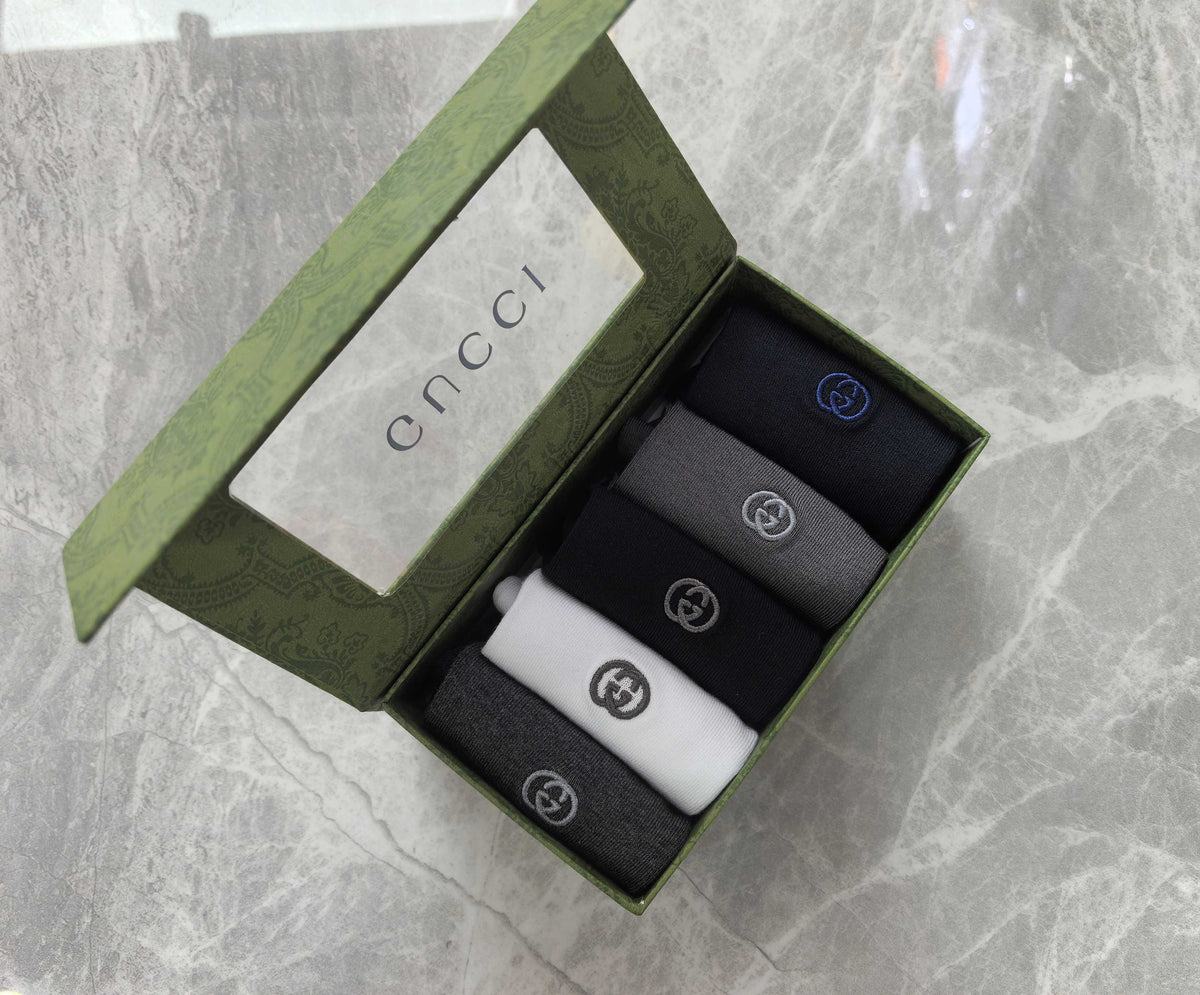 Gucci Modal Restrained Emblem Details Mid-Calf Socks - 5-Pair Set