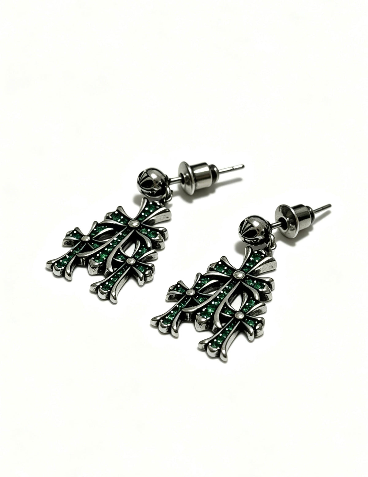 Martin Graham earrings in polished metal-tone – close-up detail