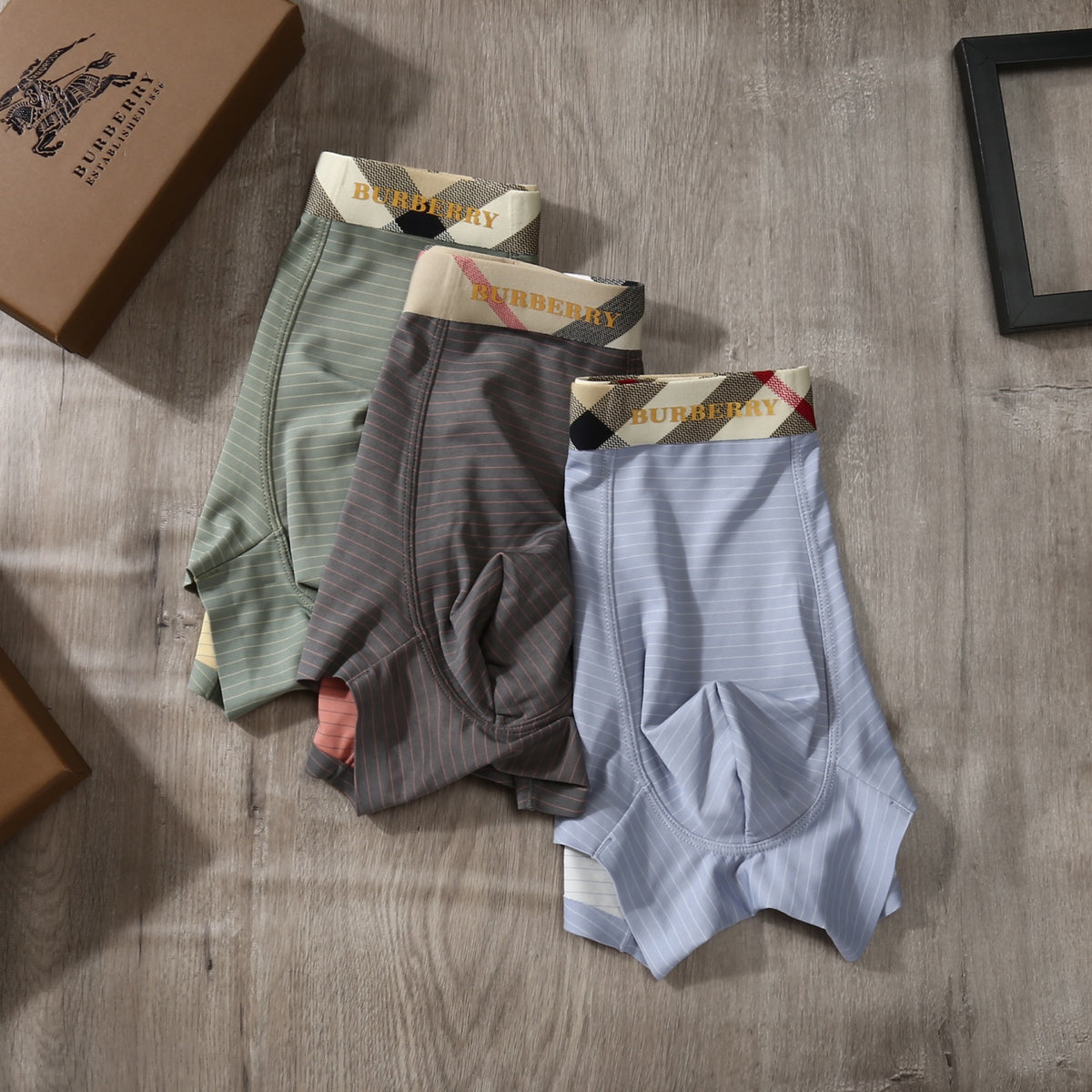 Burberry Check Waistband Men's Trunk Underwear - 3-Piece Box