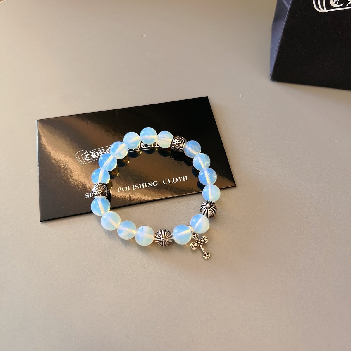 Martin Graham beaded bracelet in polished metal-tone – close-up detail