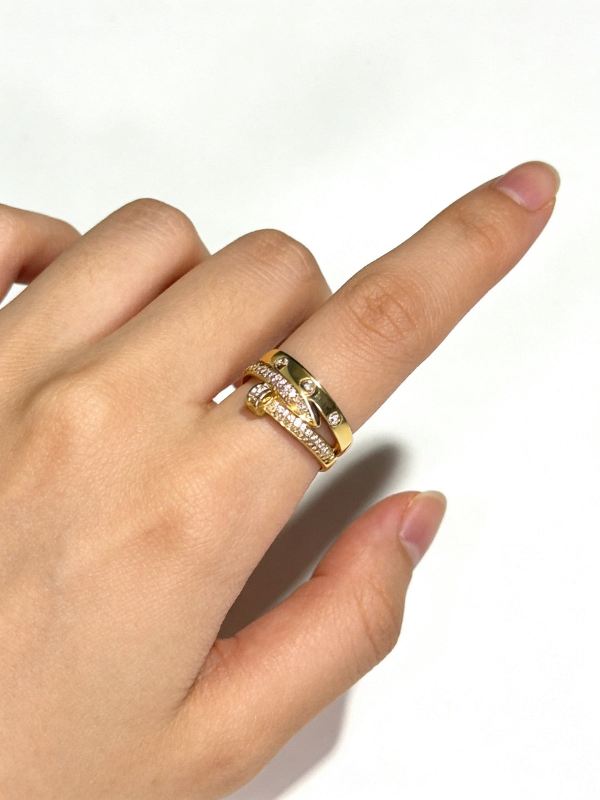 Martin Graham ring in polished metal-tone