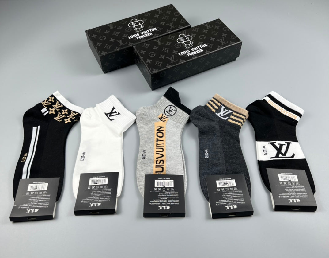 Louis Vuitton Star And Initial Details Ankle Socks - 5-Pair Set