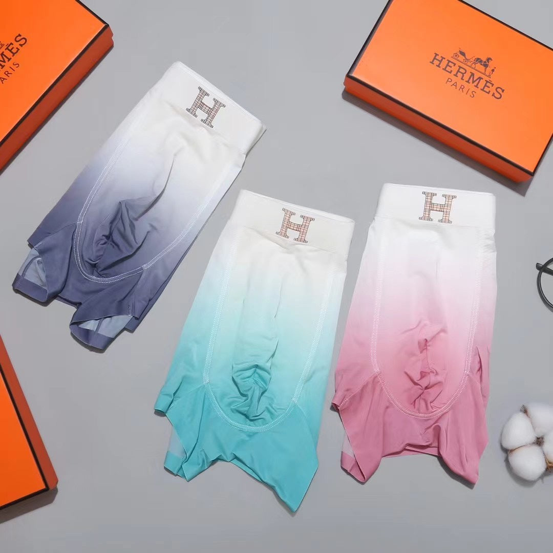 Hermes Pink, Mint And Navy Gradient Boxer Briefs Men's Boxer Briefs - 3-Piece Box