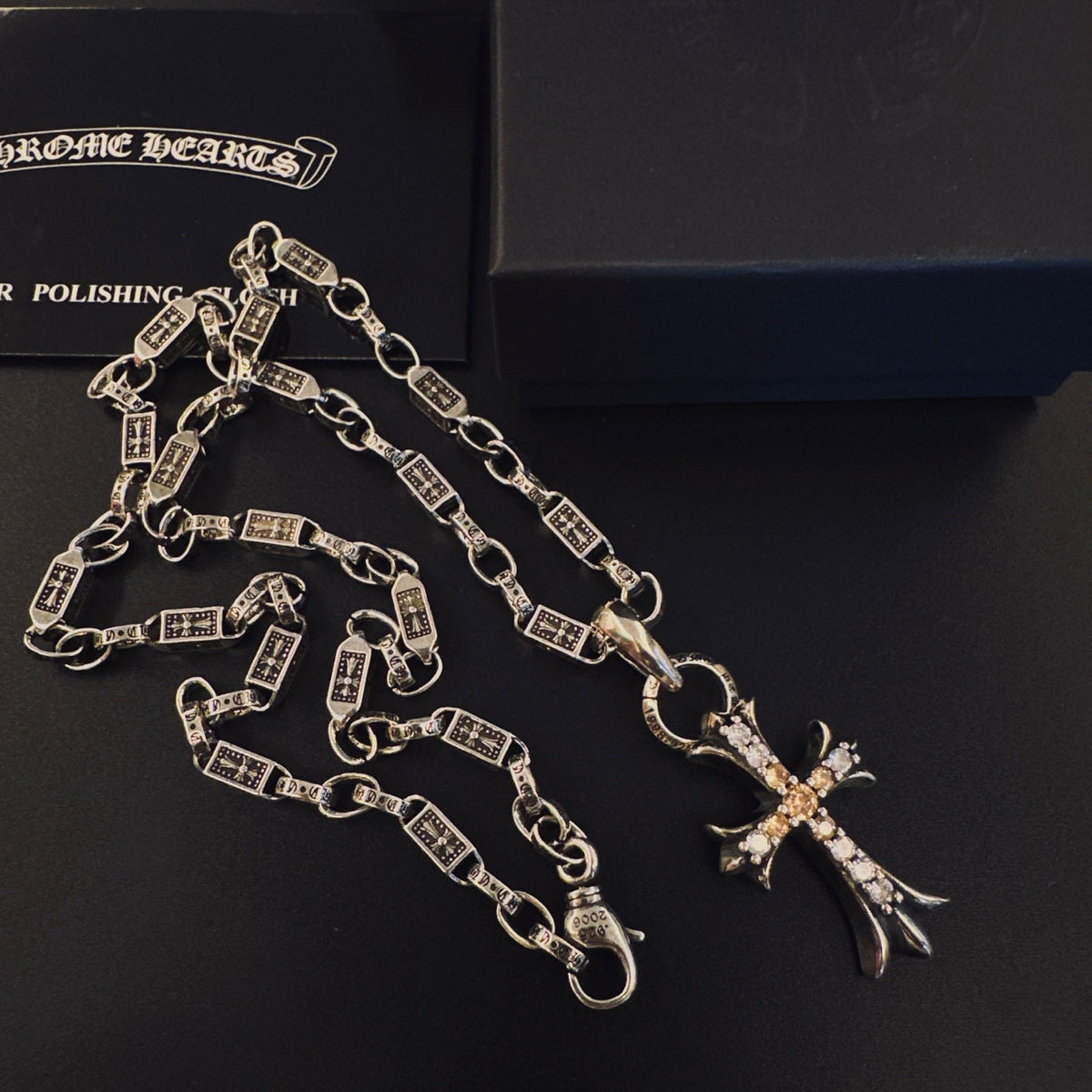 Martin Graham pendant necklace in polished metal-tone – styled product view