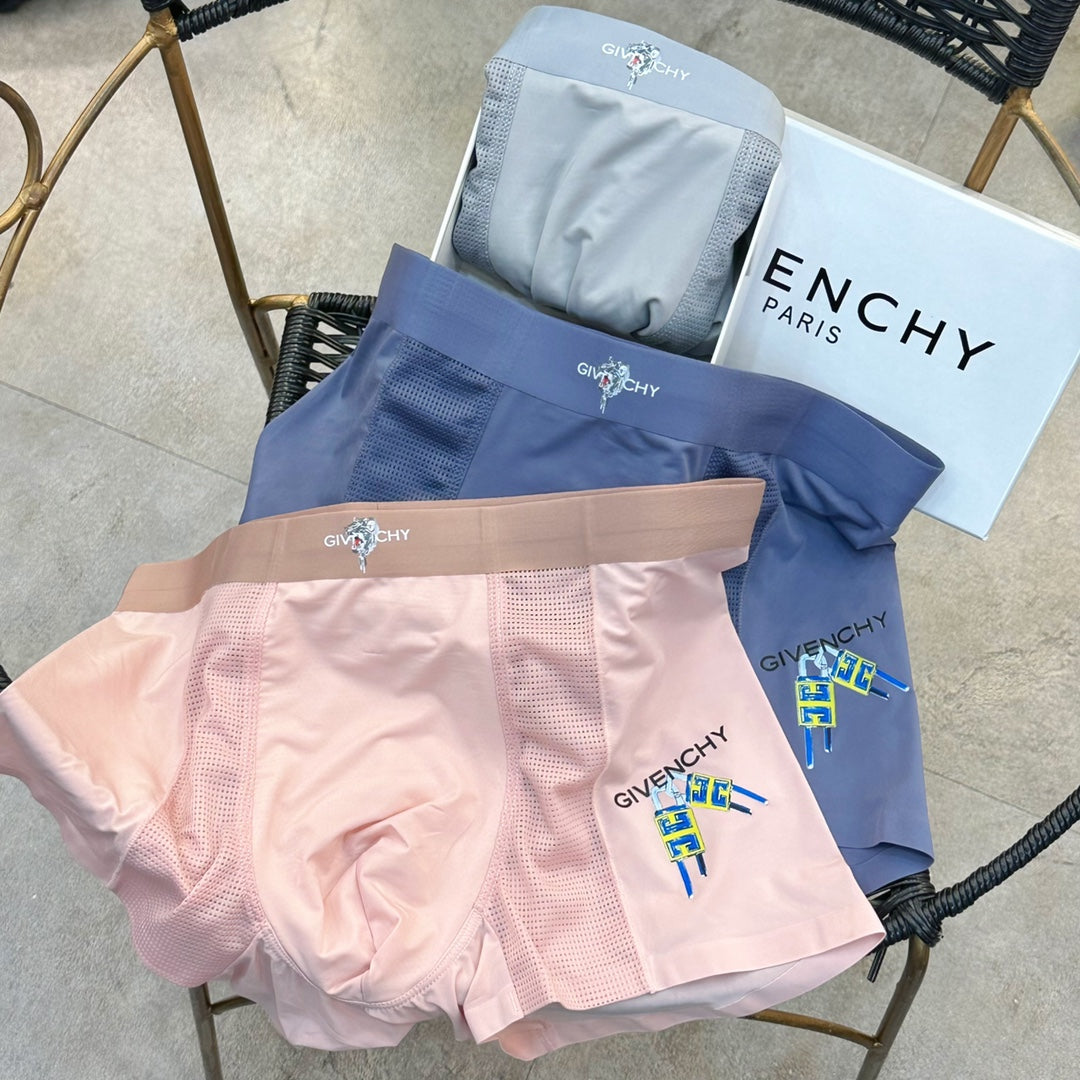 Givenchy Contrast Waistbands And Understated Front Branding Men's Boxer Briefs - 3-Piece Box