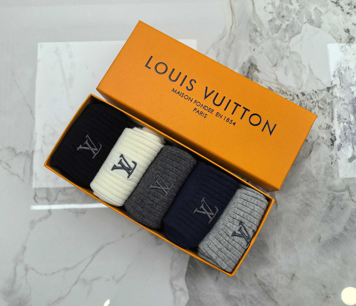 Louis Vuitton Small Initial Details Crew Socks - 5-Pair Set