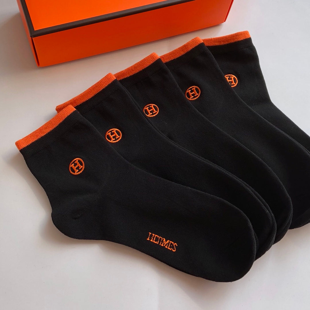 Hermes Cotton No-Show Socks - 5-Pair Set
