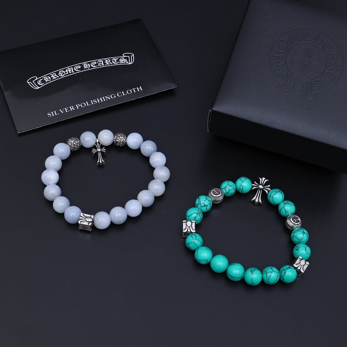 Martin Graham beaded bracelet in polished metal-tone – styled product view