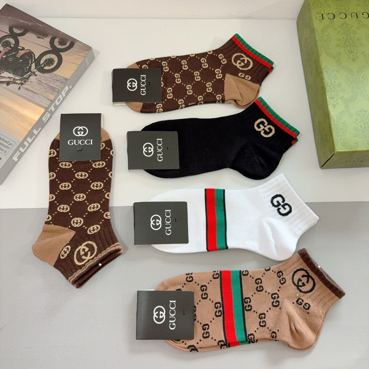 Gucci Mixed Monogram Crew Socks - Box of 5 Pairs