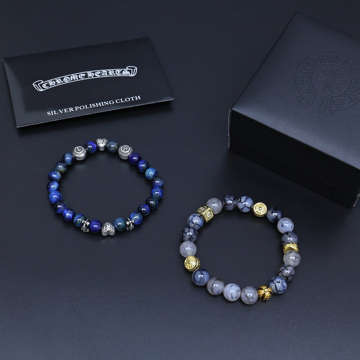 Martin Graham beaded bracelet in polished metal-tone – styled product view