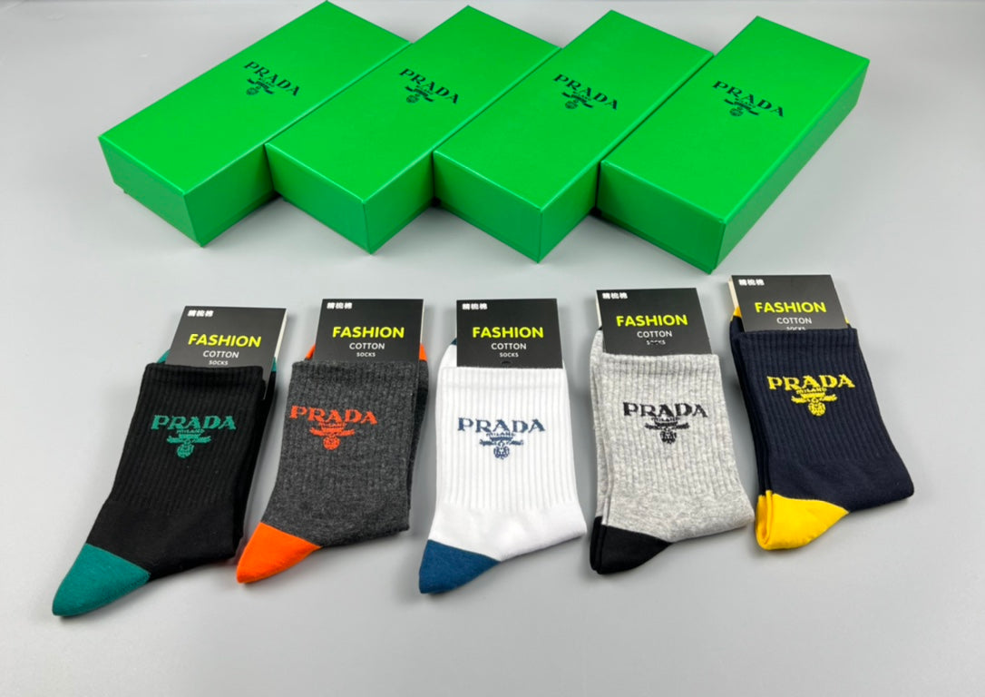 Prada Colourful Heel And Toe Accents Crew Socks