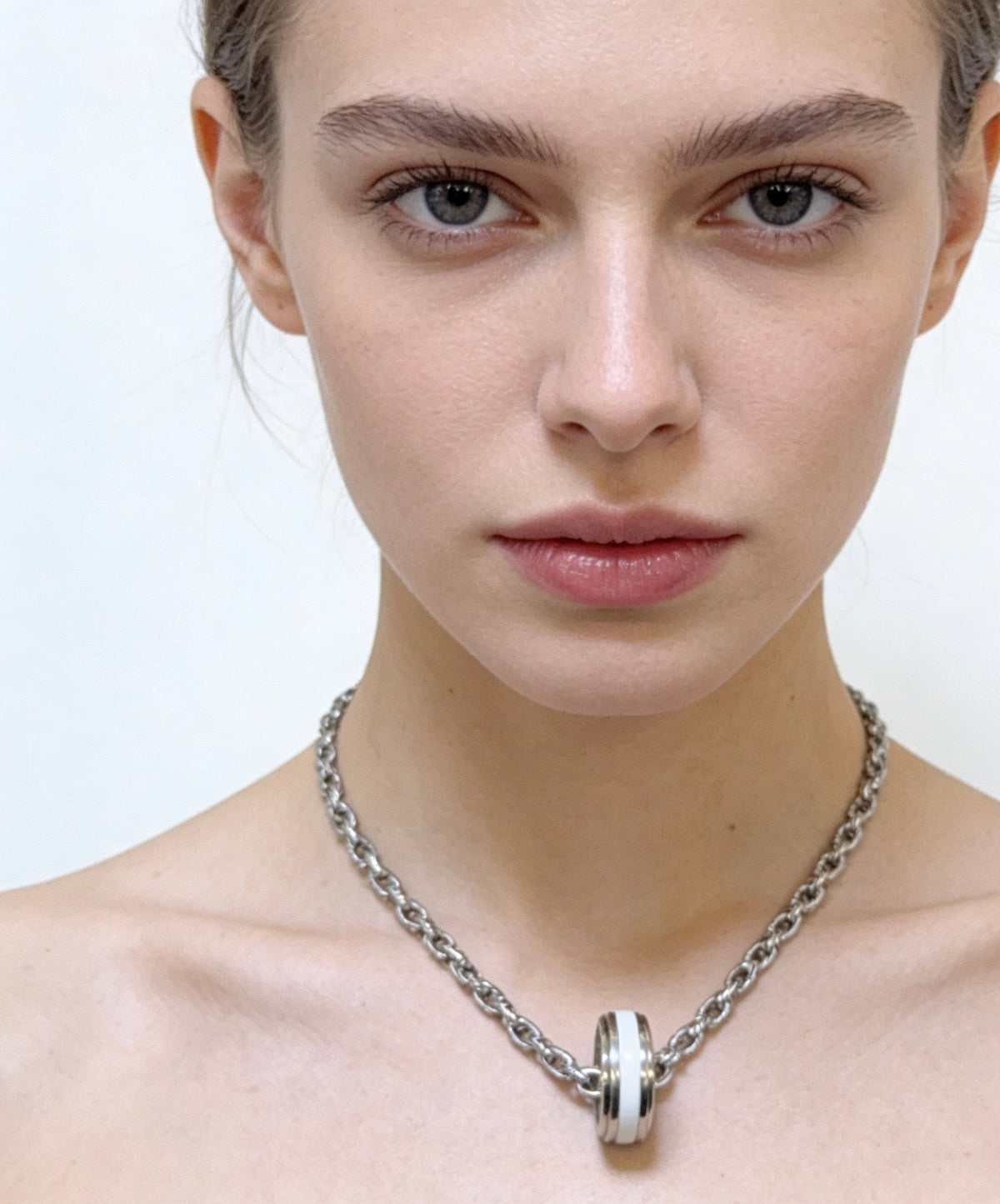 Martin Graham pendant necklace in polished metal-tone – styled product view