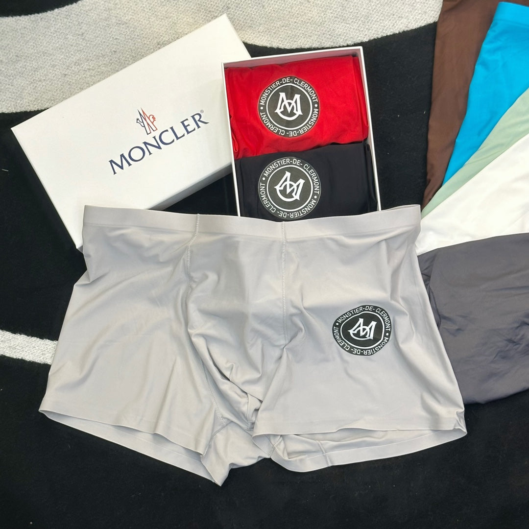 Moncler Goat-milk silk Circular Patch Details Men's Boxer Briefs - 3-Piece Box