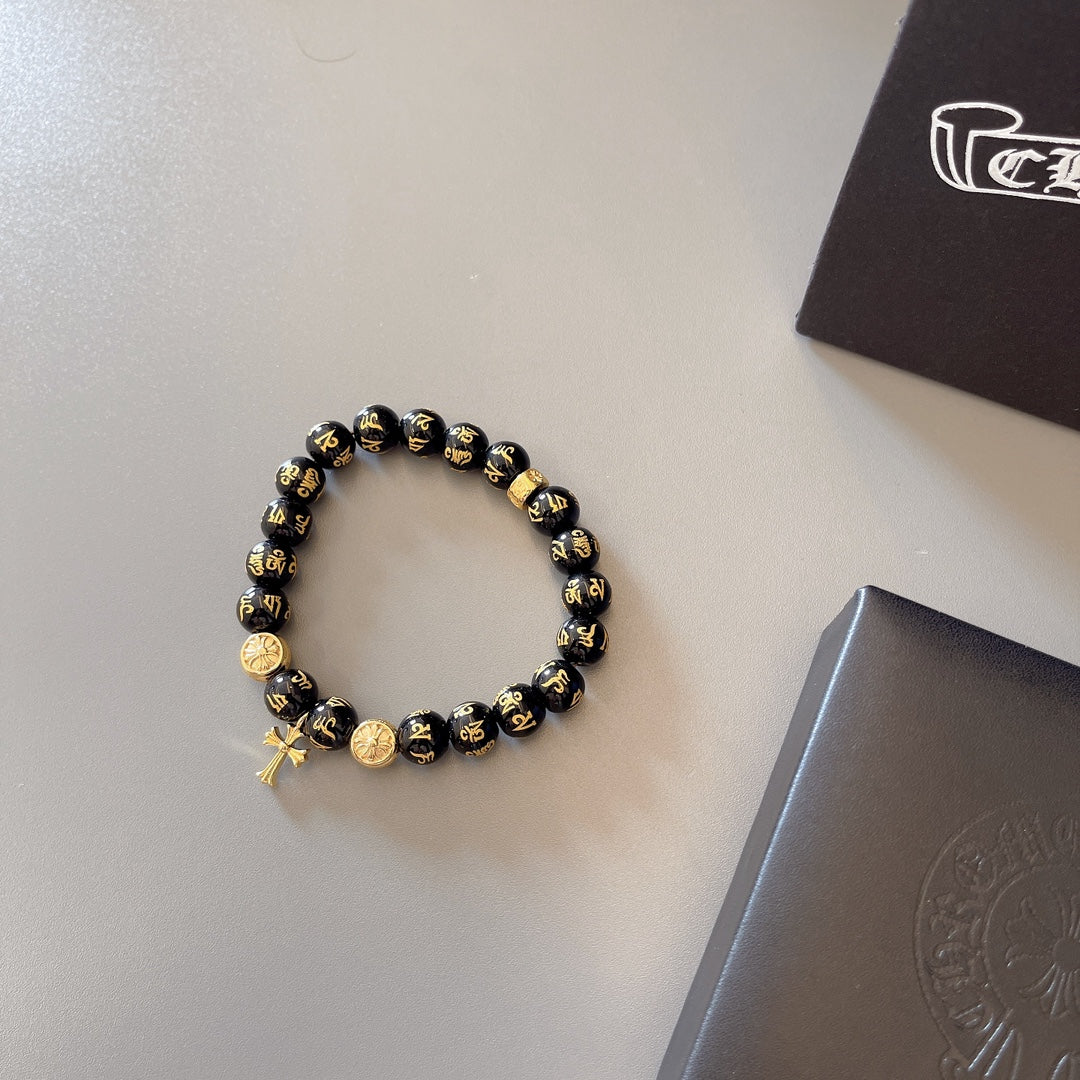 Martin Graham beaded bracelet in polished metal-tone – styled product view