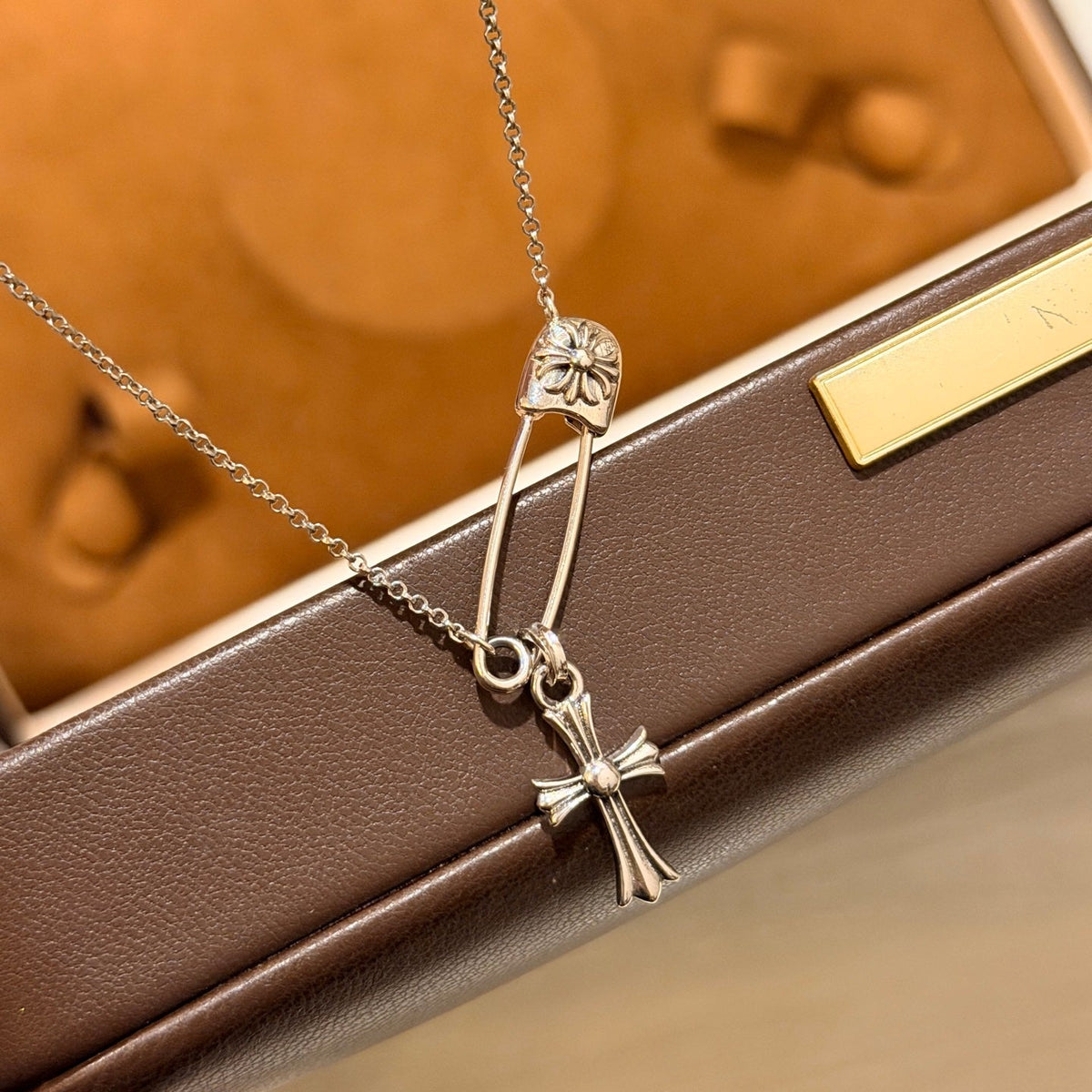 Martin Graham brooch in polished metal-tone – styled product view