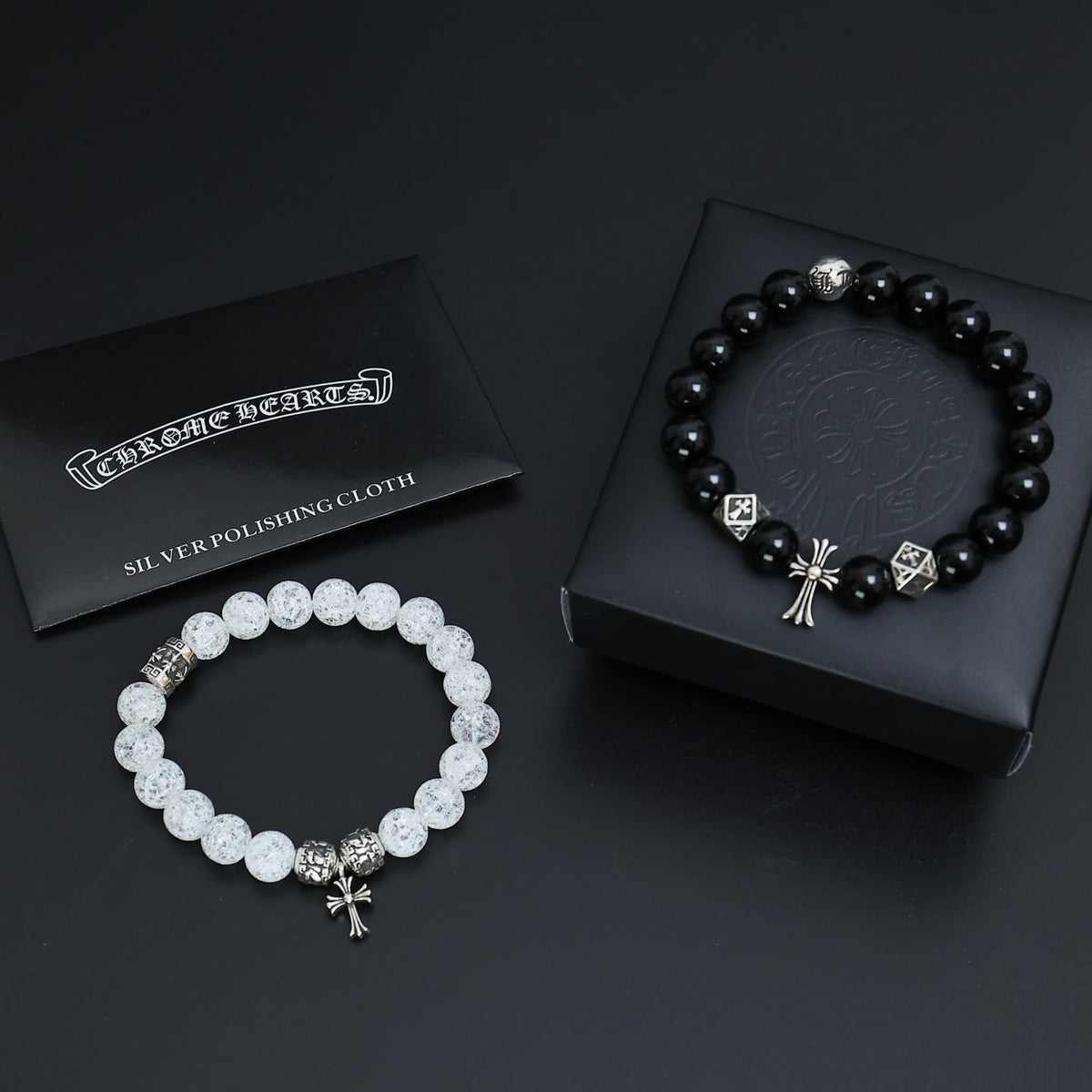 Martin Graham beaded bracelet in polished metal-tone – styled product view