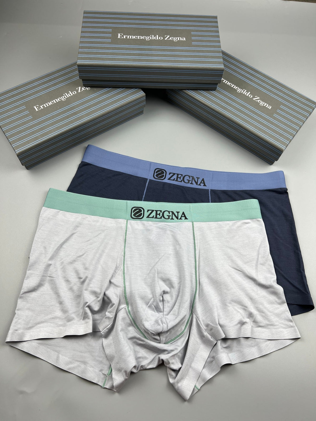 Zegna Modal Contrast Waistbands Men's Boxer Briefs - 3-Piece Box