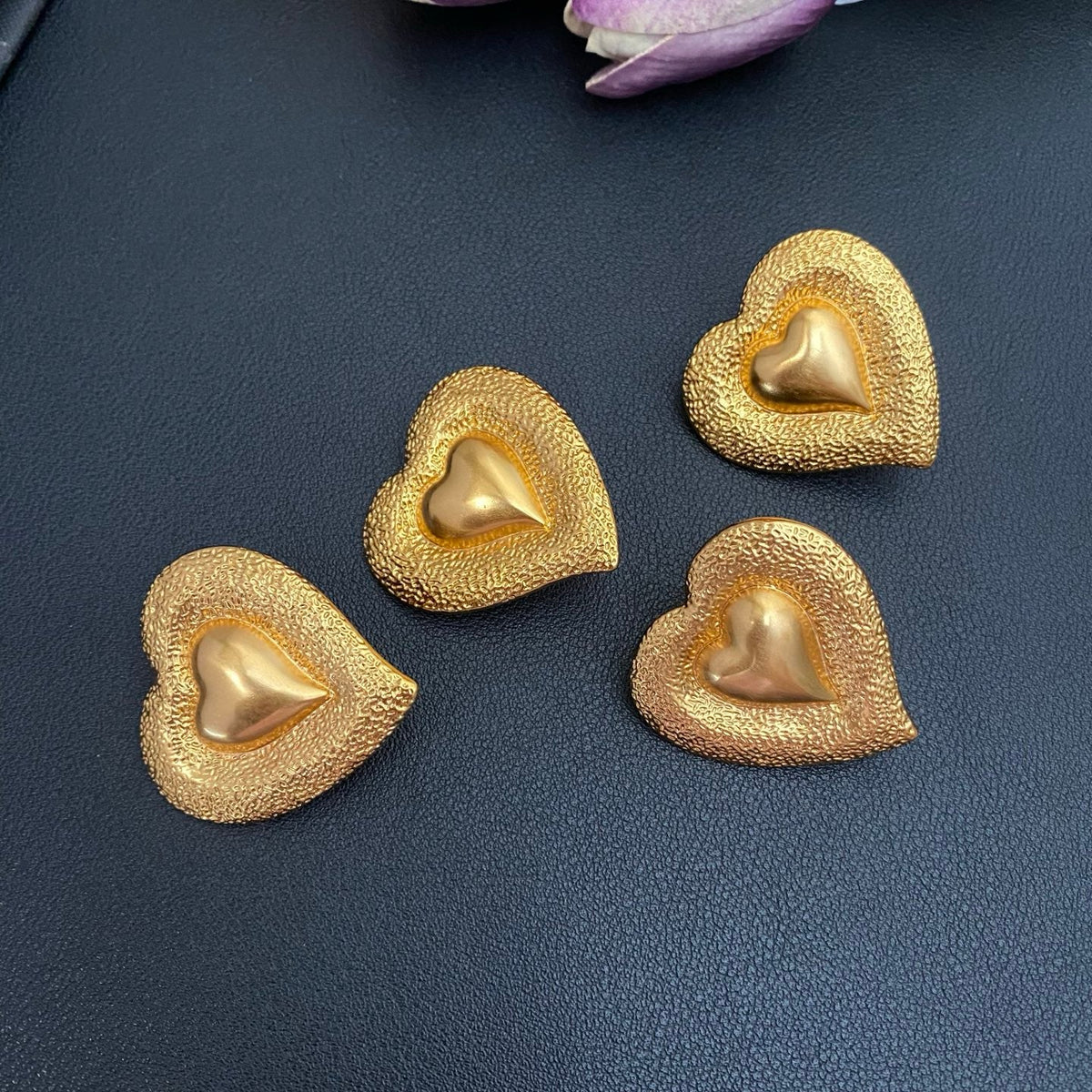 Heart Statement Earrings in Polished Metal-Tone styled product view