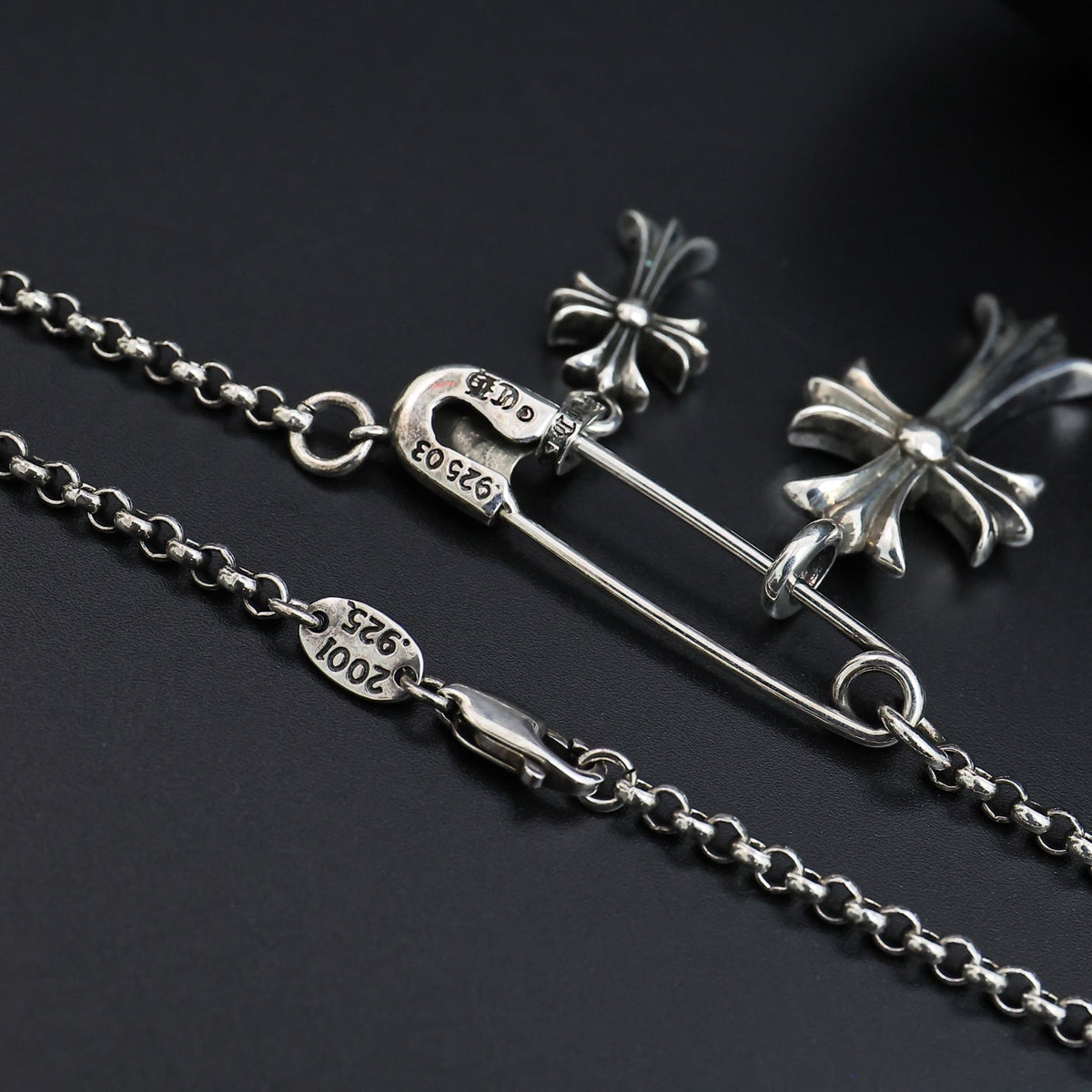 Martin Graham pendant necklace in polished metal-tone – styled product view