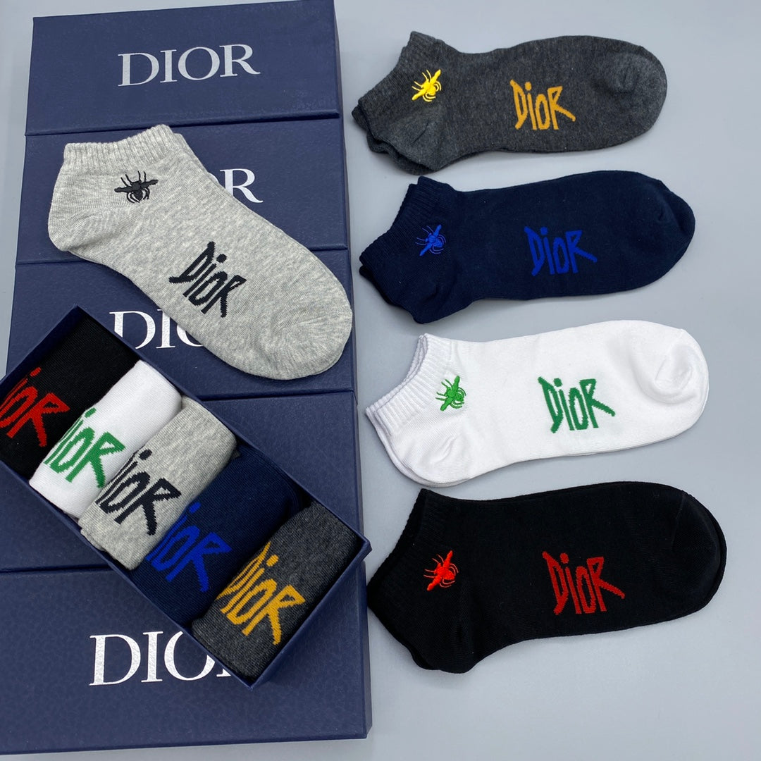 Dior Graphic Ankle Socks - 5-Pair Box