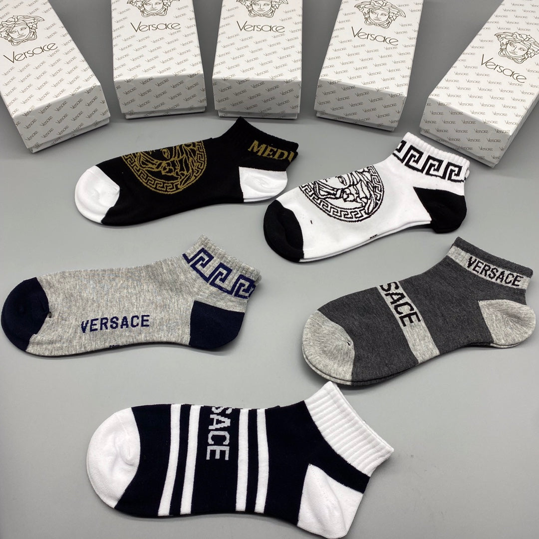 Versace Mixed Graphic Ankle Socks - Box of 5 Pairs