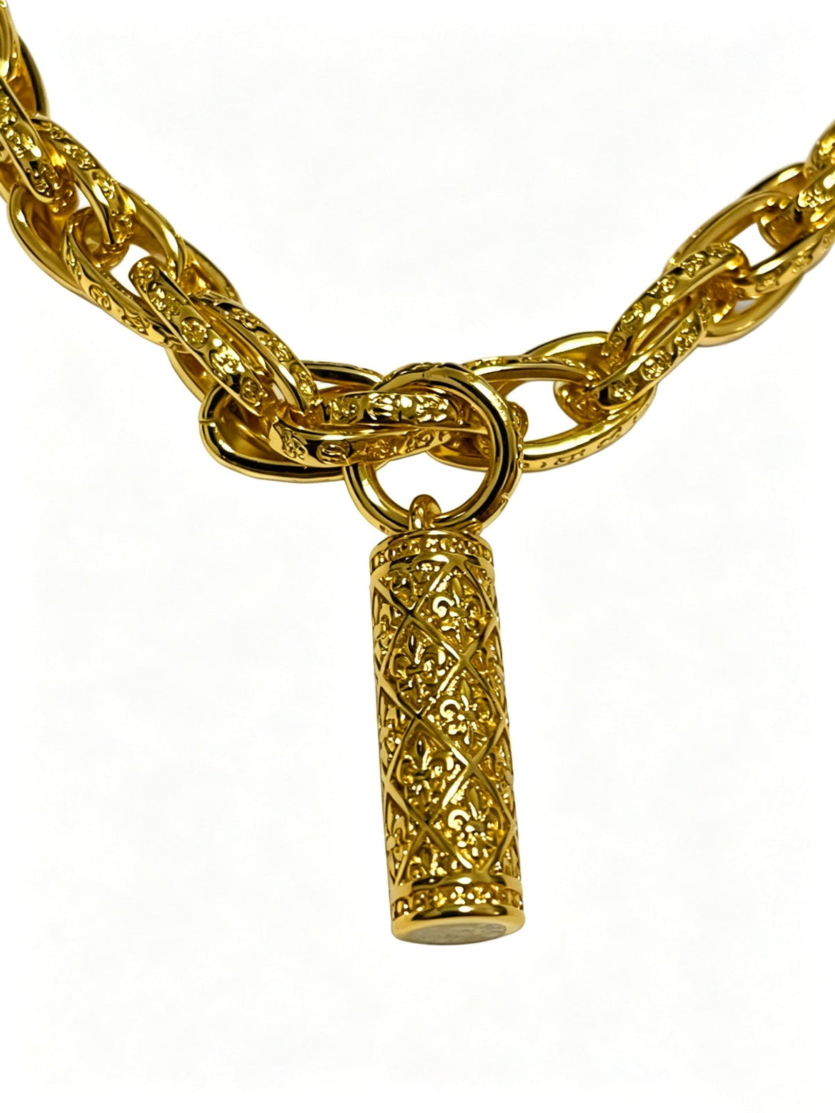 Martin Graham pendant necklace in polished metal-tone – styled product view