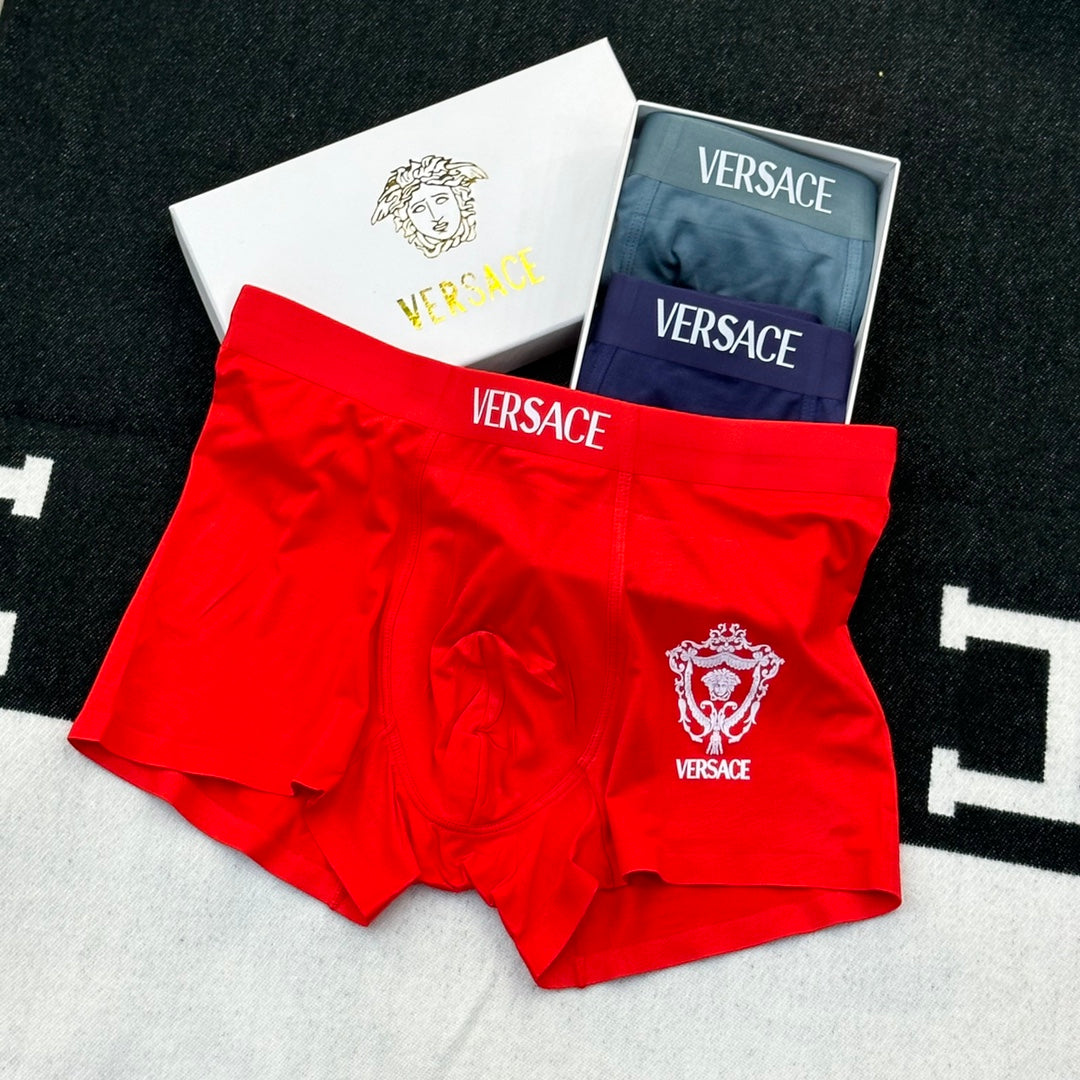 Versace Contrast Crest Details Men's Boxer Briefs - 3-Piece Box