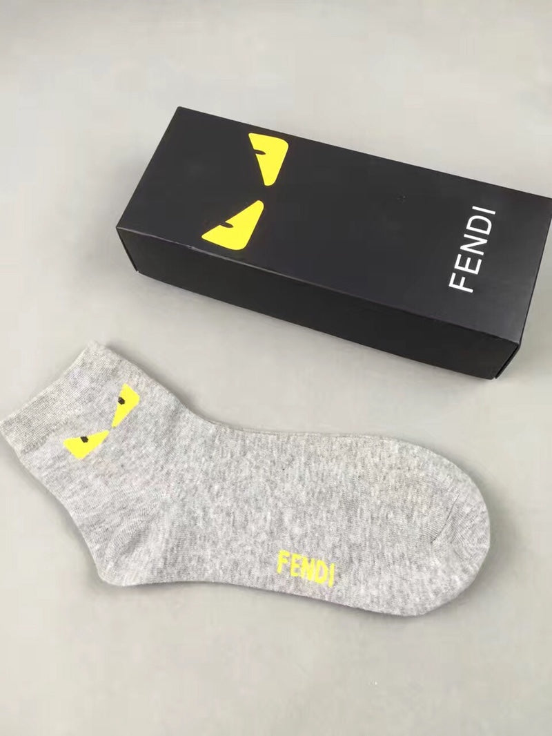 Fendi Eye And Wordmark Details Ankle Socks