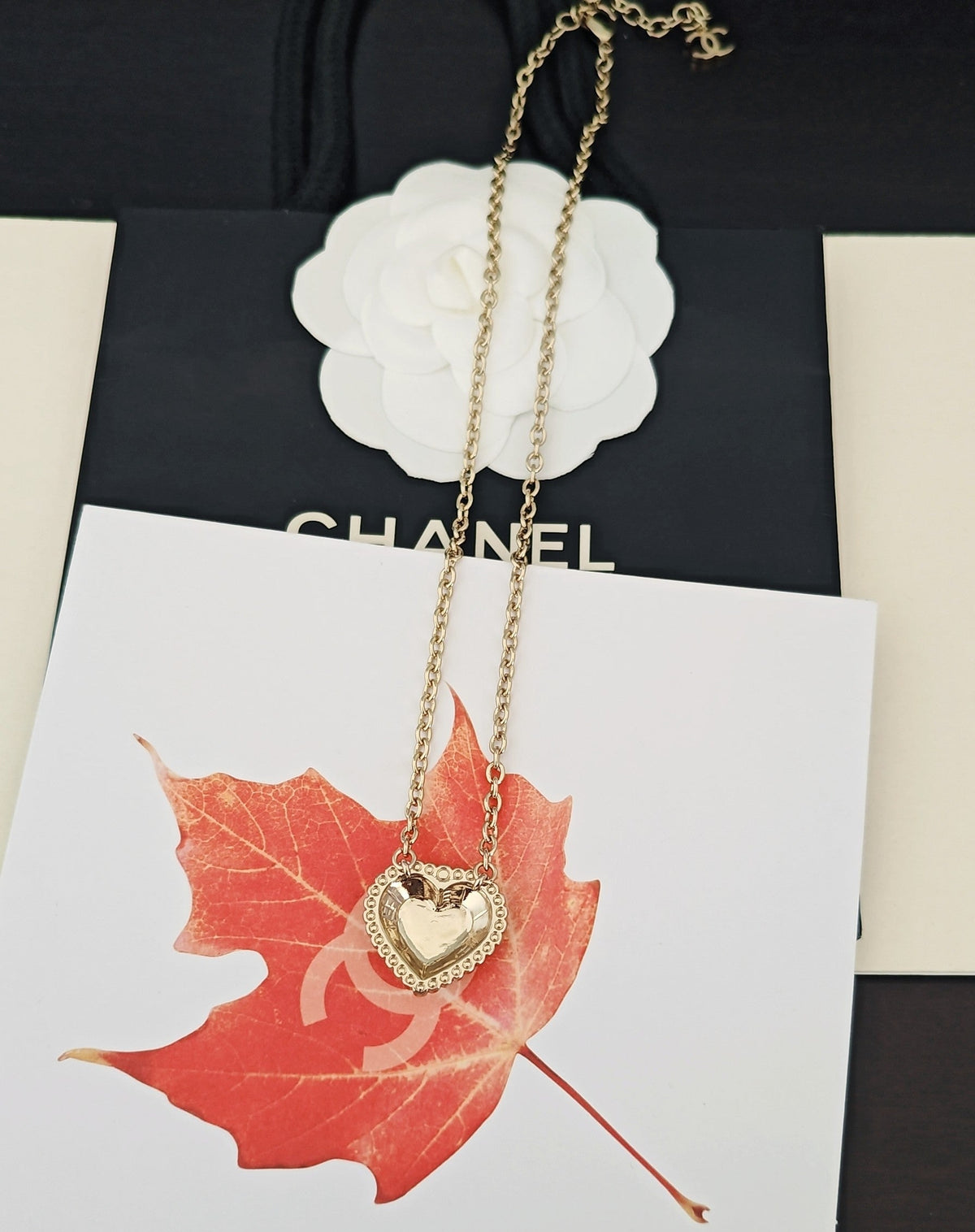 Heart Pendant Necklace in Gold-Tone – Heart Detail – Design 003 styled product view