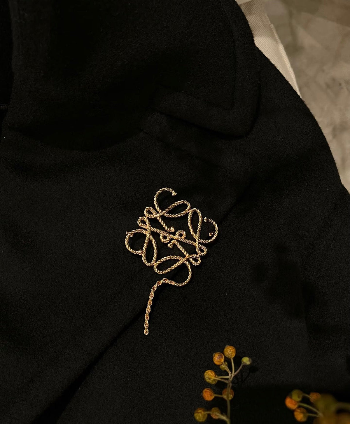 Martin Graham brooch in polished metal-tone – close-up detail