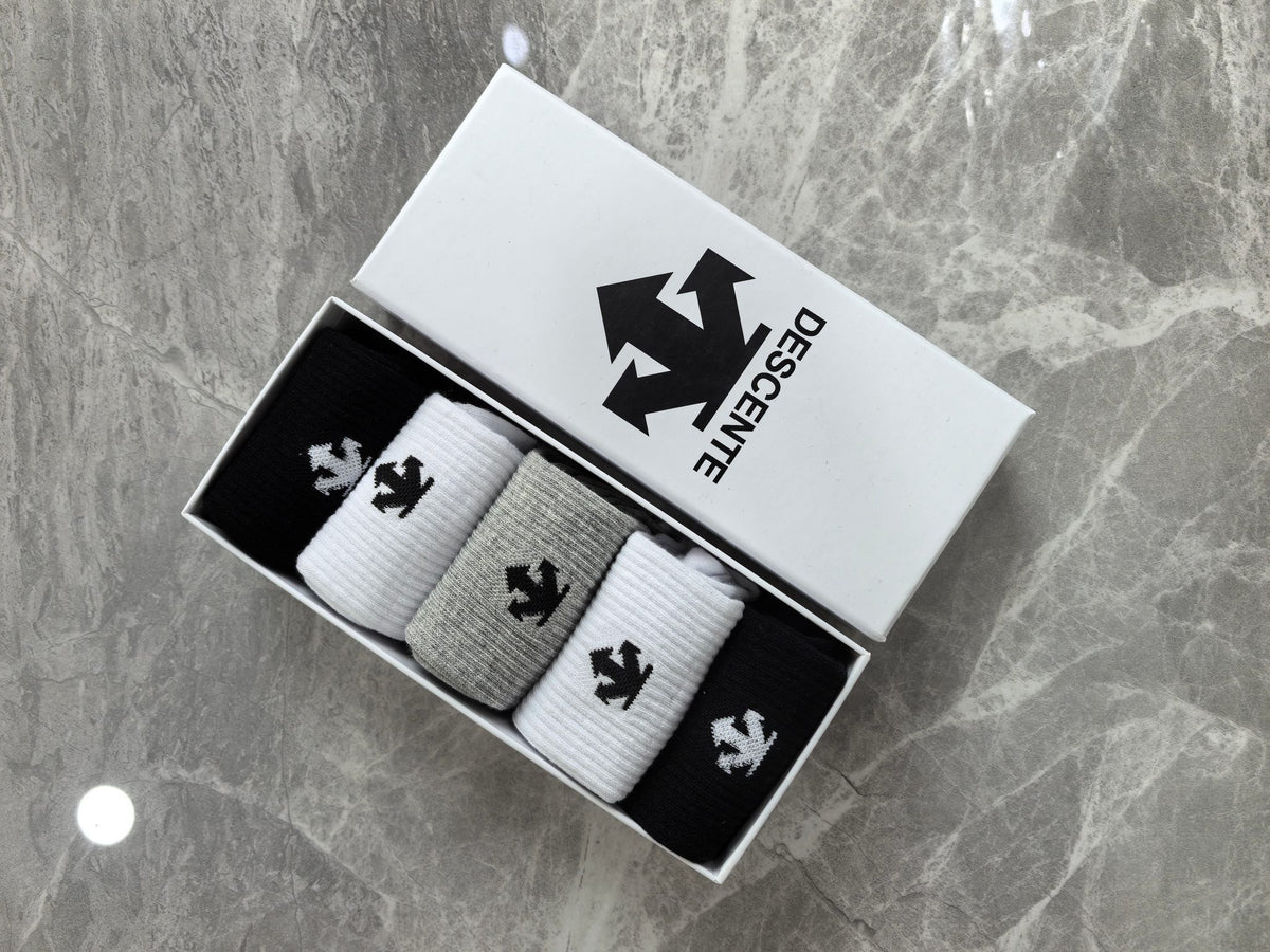 Descente Cotton Geometric Emblems Ankle Socks - 5-Pair Set