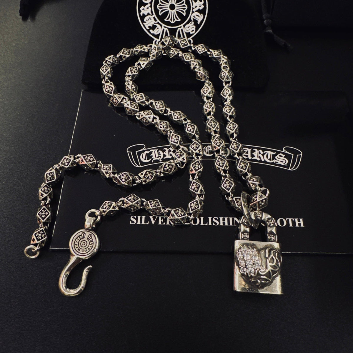 Martin Graham pendant necklace in polished metal-tone – styled product view