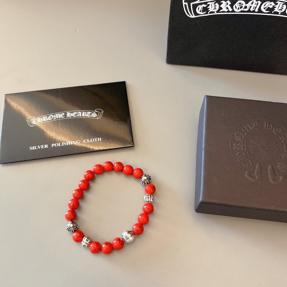 Martin Graham beaded bracelet in polished metal-tone – styled product view