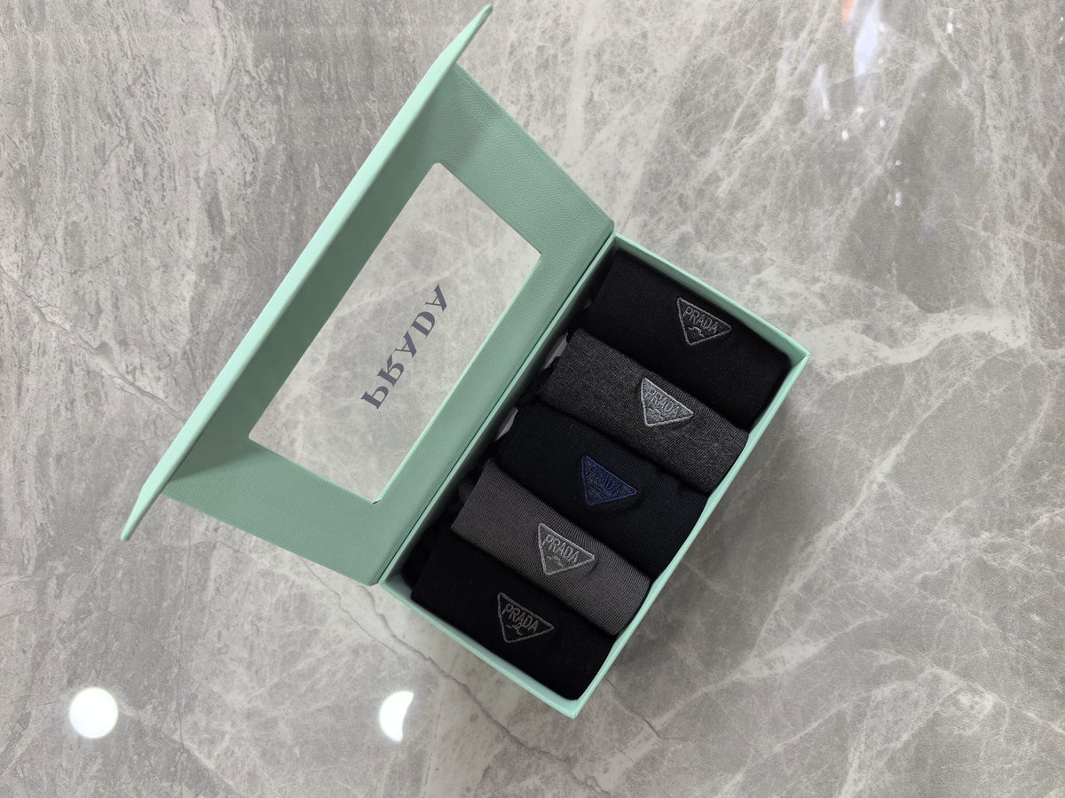 Prada Modal Triangular Emblem Details Crew Socks - 5-Pair Set