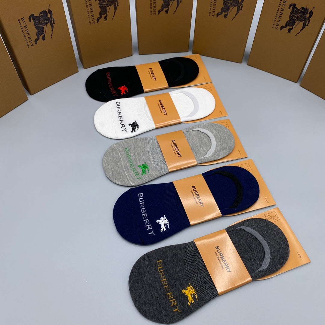 Burberry Shield Crest No-Show Socks - Box of 5 Pairs