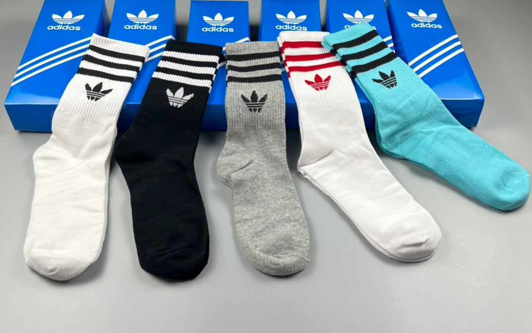 Adidas Mixed Stripe Crew Socks - 5-Pair Box