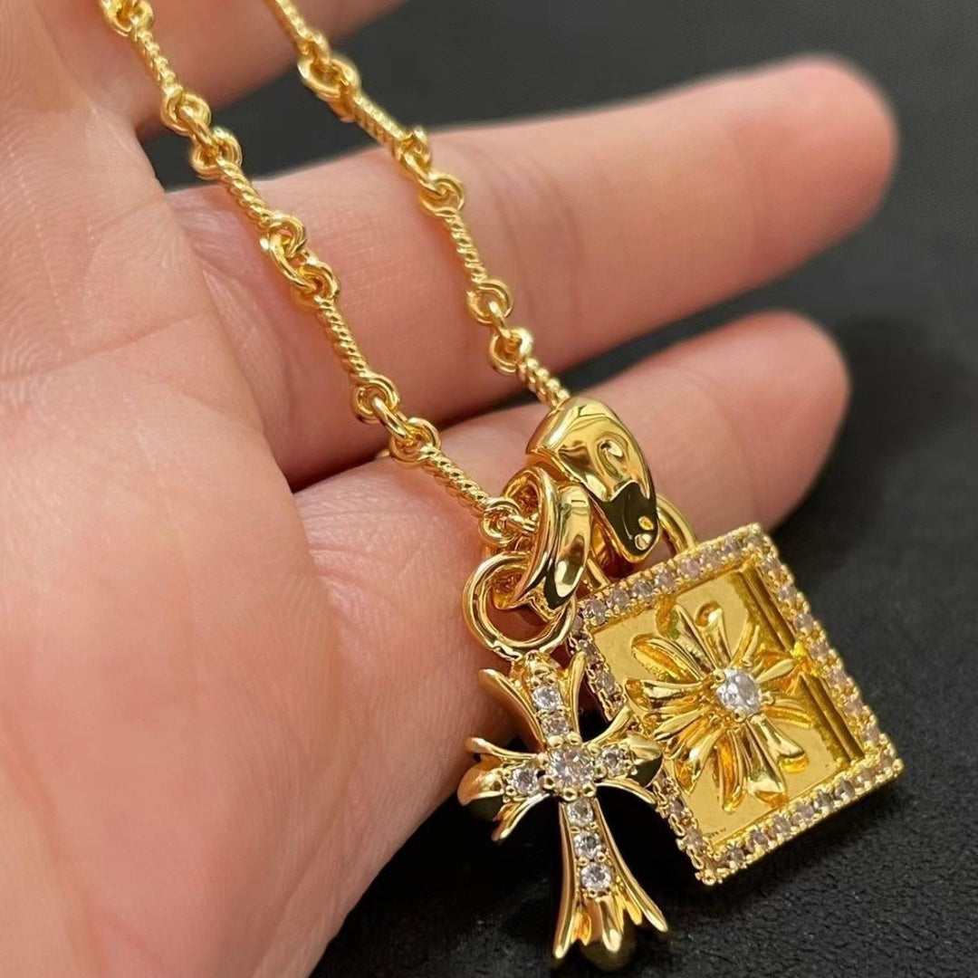 Martin Graham pendant necklace in polished metal-tone – styled product view