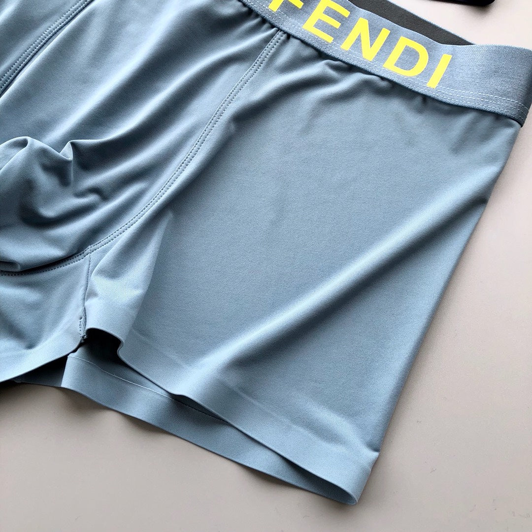 Fendi Broad Yellow Wordmark Waistbands Men's Boxer Briefs - 3-Piece Box