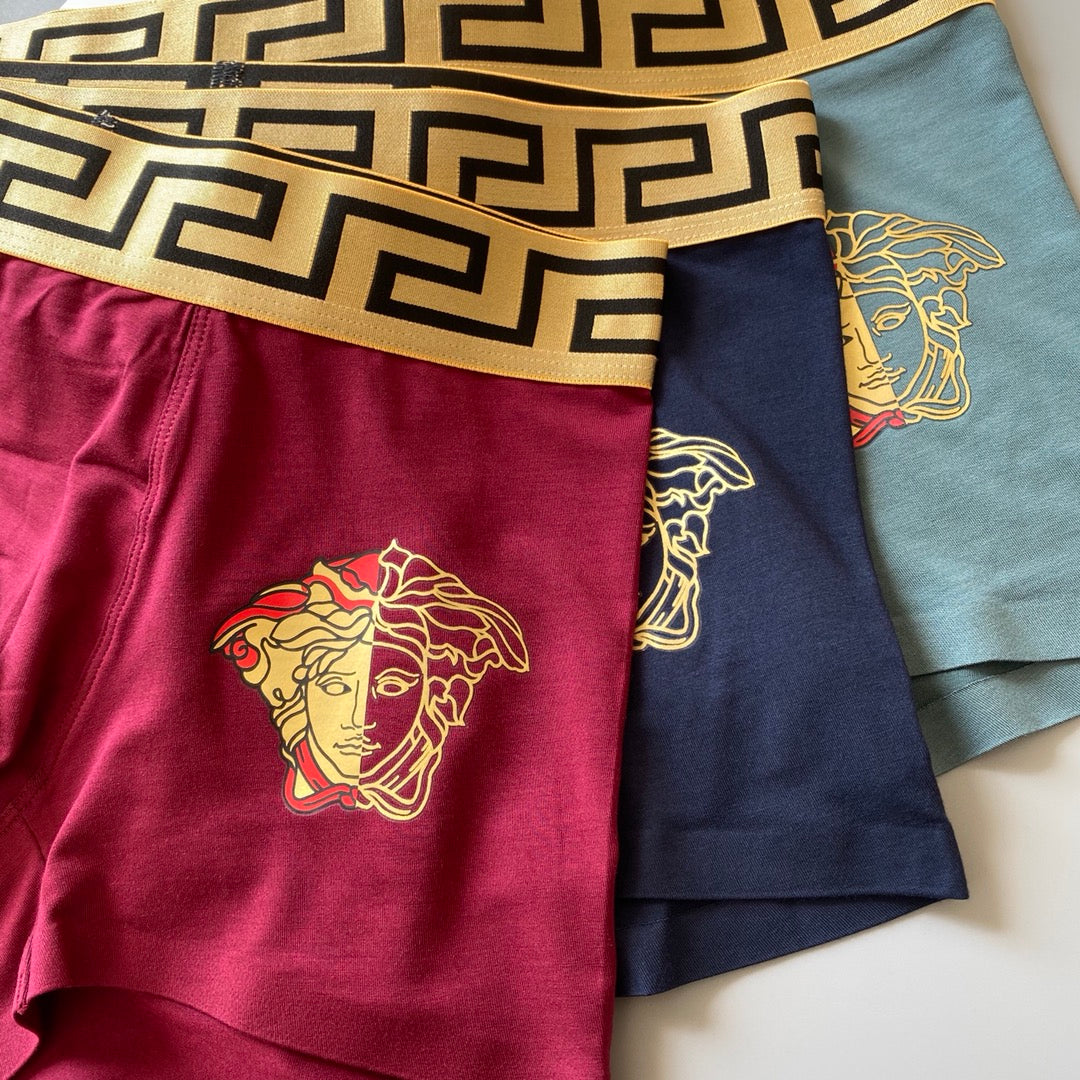 Versace Greek-Key Waistbands And Medallion Details Men's Boxer Briefs - 3-Piece Box