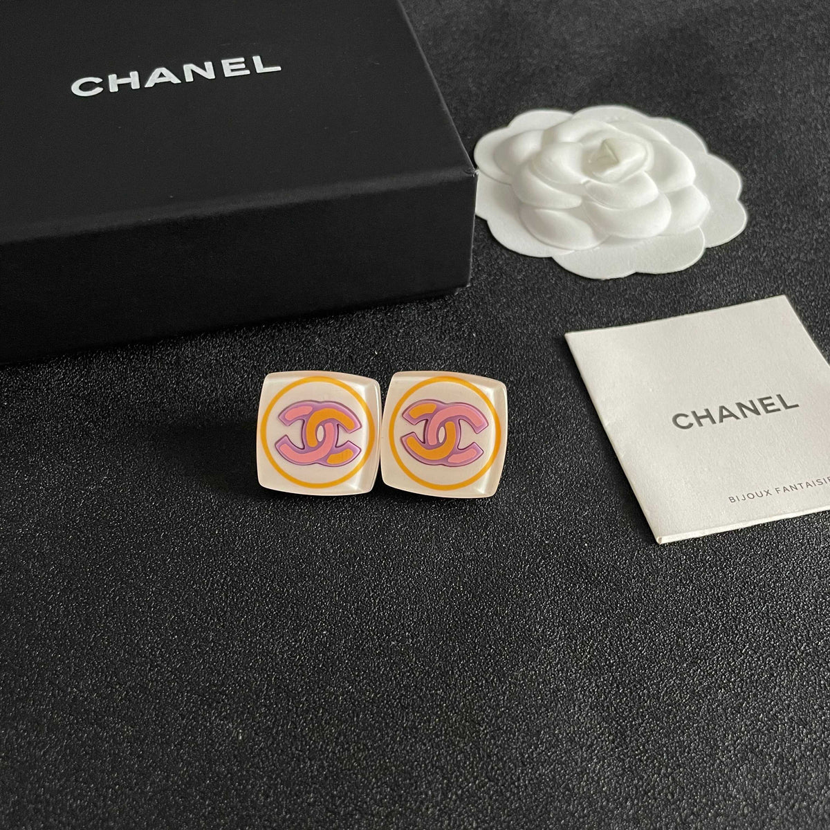 Martin Graham stud earrings in polished metal-tone – styled product view