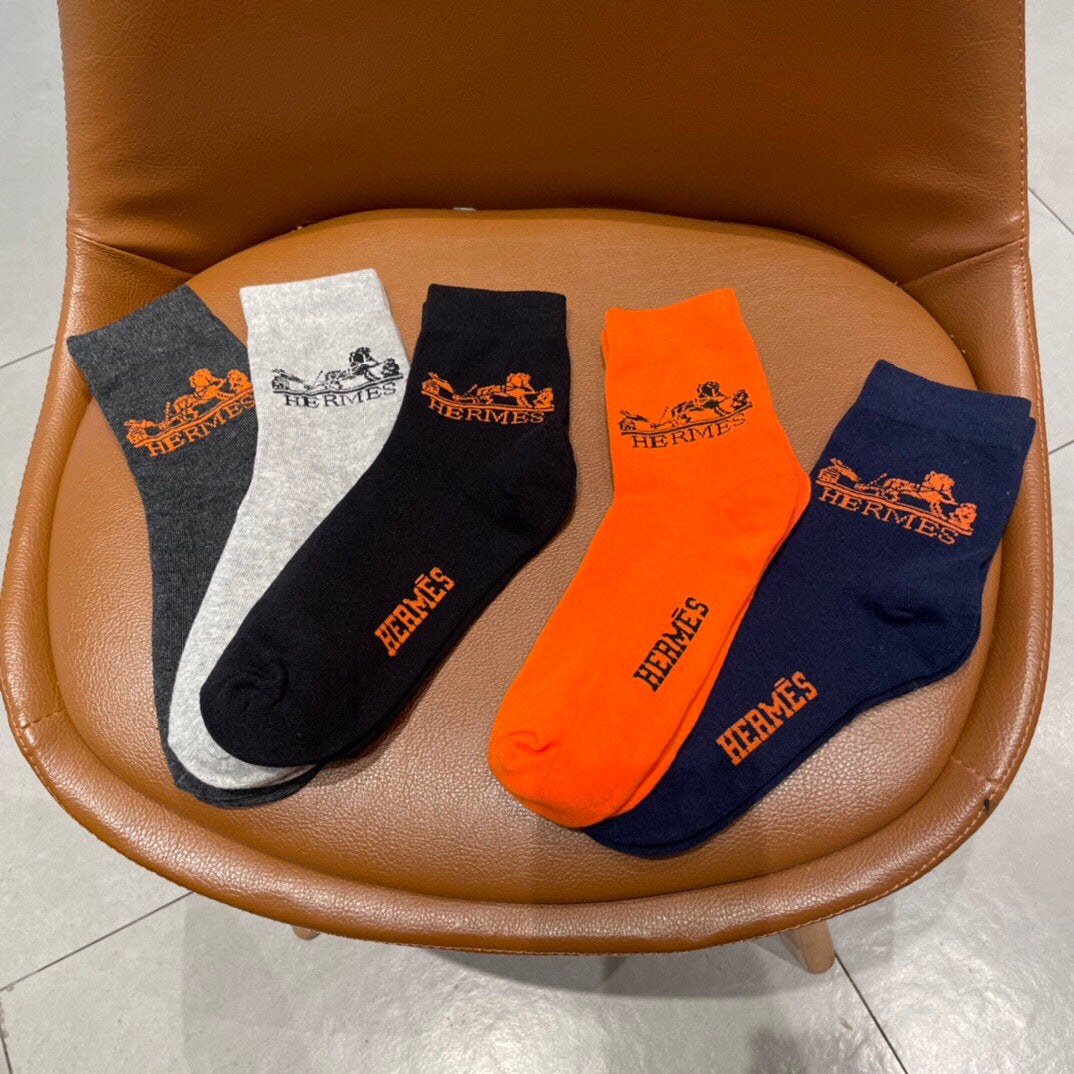 Hermes Horse And Wordmark Details Ankle Socks