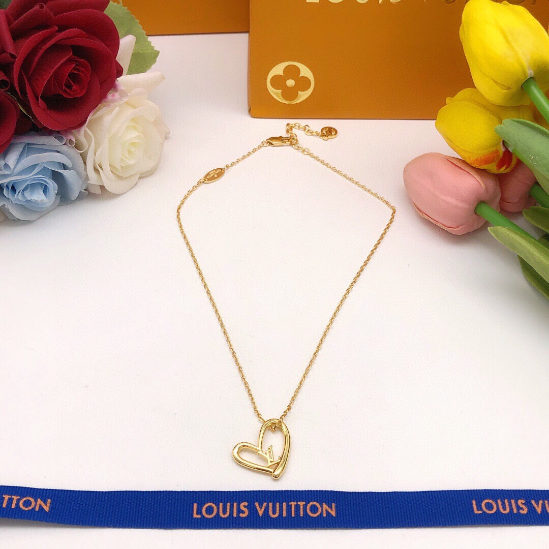 Heart Pendant Necklace in Gold-Tone – Design 004 styled product view