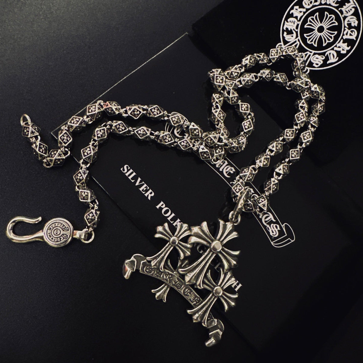 Martin Graham pendant necklace in polished metal-tone – styled product view