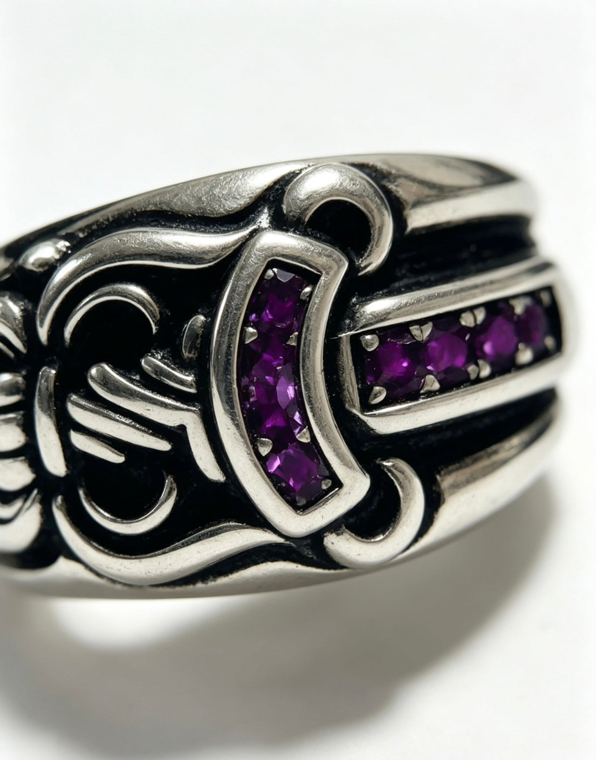 Martin Graham ring in polished metal-tone – styled product view