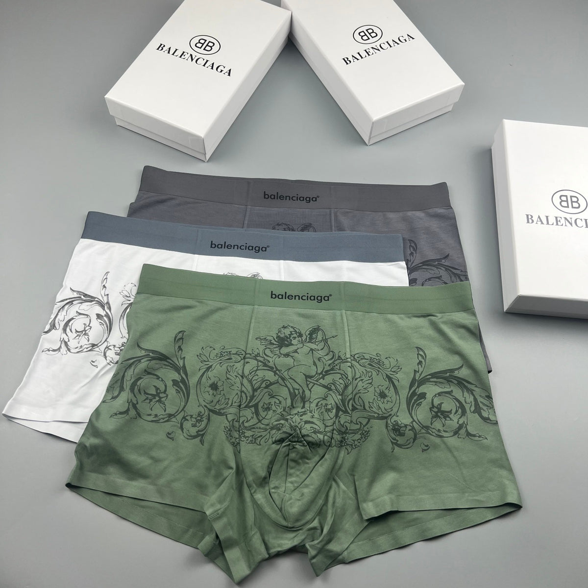Balenciaga Illustrated Front Graphics Men's Boxer Briefs - 3-Piece Box