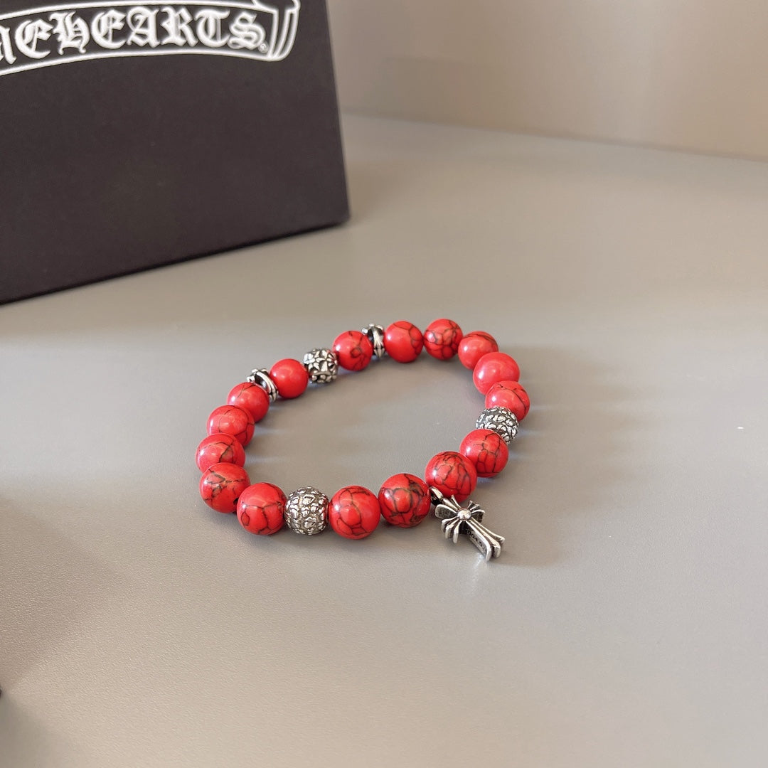 Martin Graham beaded bracelet in polished metal-tone – styled product view