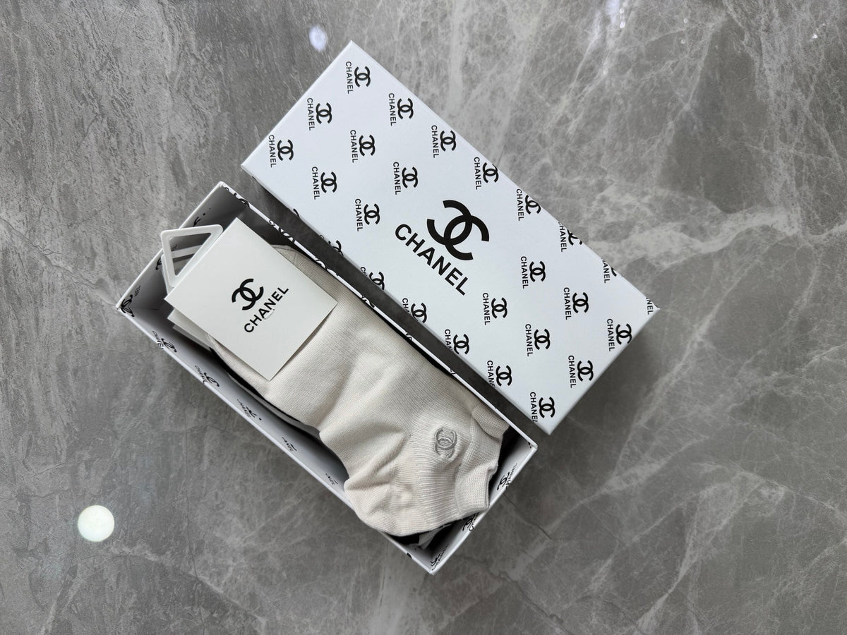 Chanel Modal Repeating Emblem Details Ankle Socks - 5-Pair Set