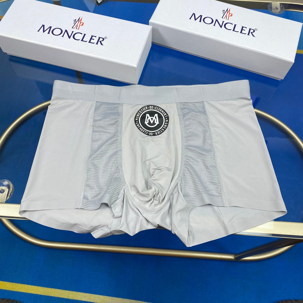 Moncler Cotton Circular Patch Details Men's Boxer Briefs - 3-Piece Box
