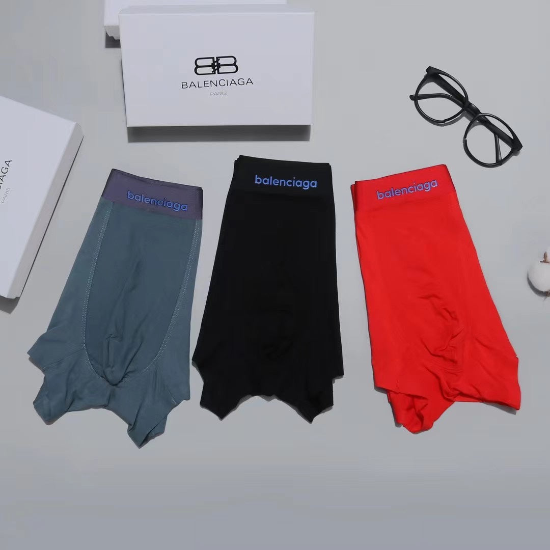 Balenciaga Contrast Waistband Men's Trunk Underwear - 3-Piece Box